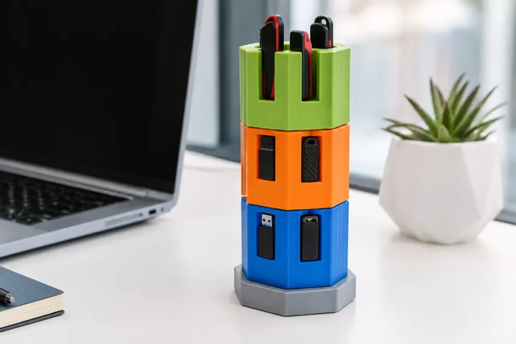 Dự án tháp đựng USB xếp chồng in 3D: đo, in thử và lắp module