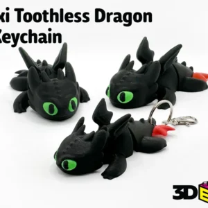 Rồng Flexi Toothless in 3D khớp nối màu đen